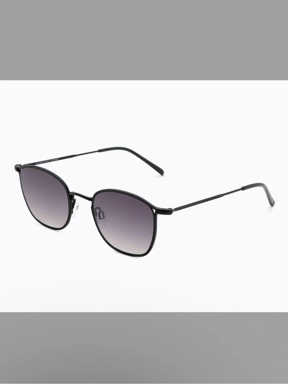 Carolina Lemke Men's Matte Black Metal Frame Sunglasses with Gradient Lenses